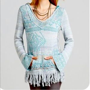 Free People Dream Story Time Baja Fringe Tunic-M
